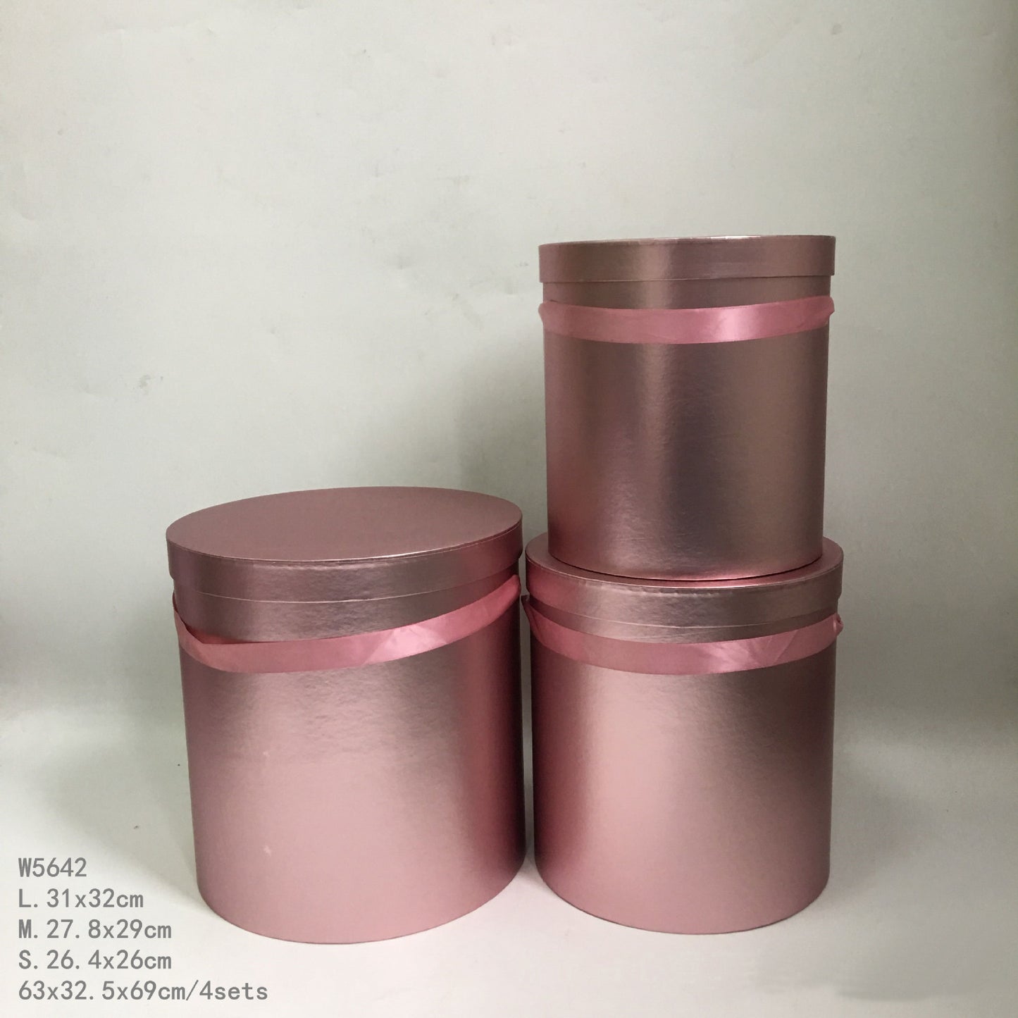 Set of 3 Metallic Finish Cylinder Boxes