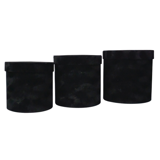 Set of 3 Velvet Cylinder Box