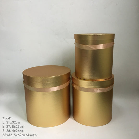 Set of 3 Metallic Finish Cylinder Boxes