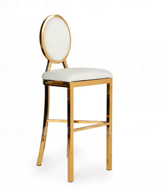 Gold and white bar height stool