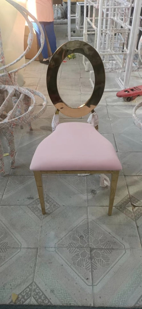 Oval Open Back Chair - Pink Cover