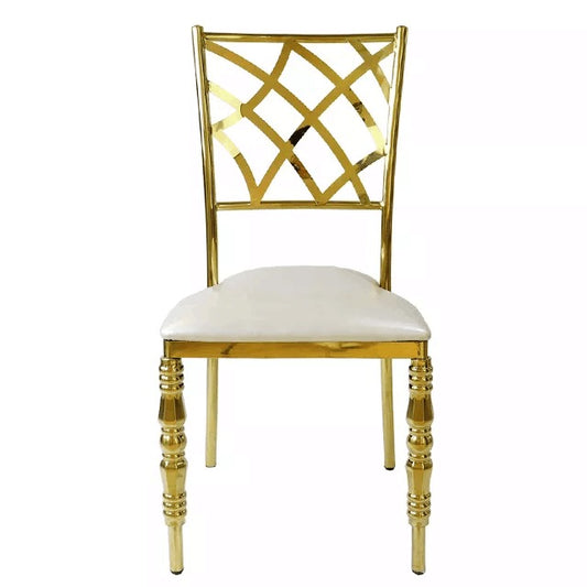 Gold frame chair with white cushion